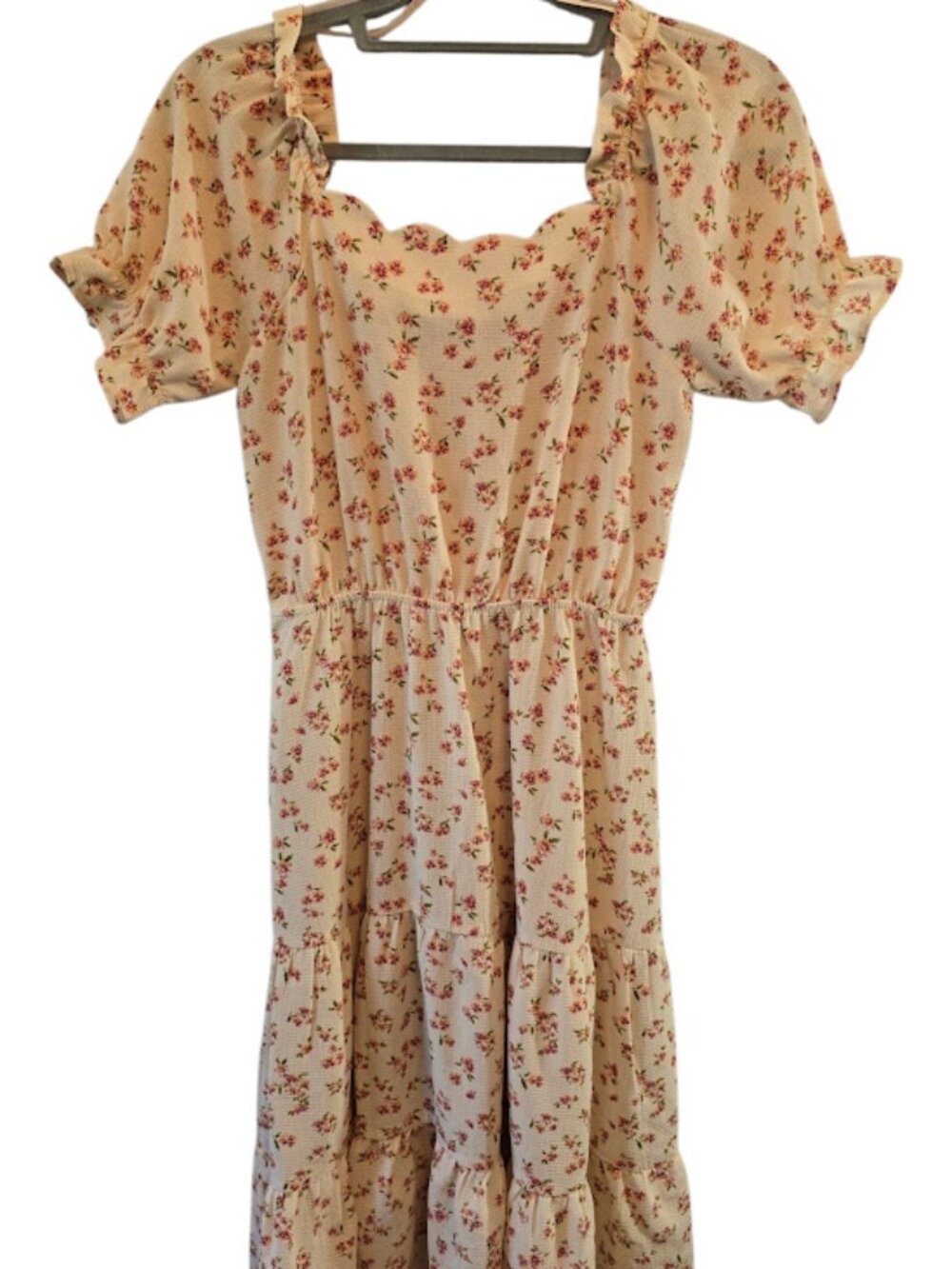 MIDI DRESS MONTEAU LOS ANGELES RUFFLE TIERED SKIRT FLORAL PRINT SIZE MEDIUM BOHO